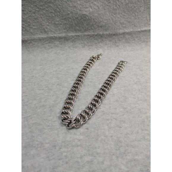 Chunky Chain Necklace Silver Tone Double Twisted Chain Chocker Necklace 16" VTG - Picture 5 of 5